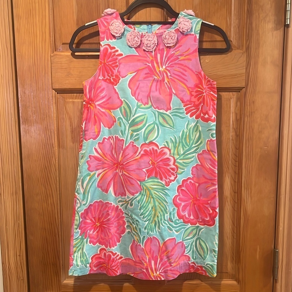 Lilly Pulitzer girls floral sleeveless dress size 14 .